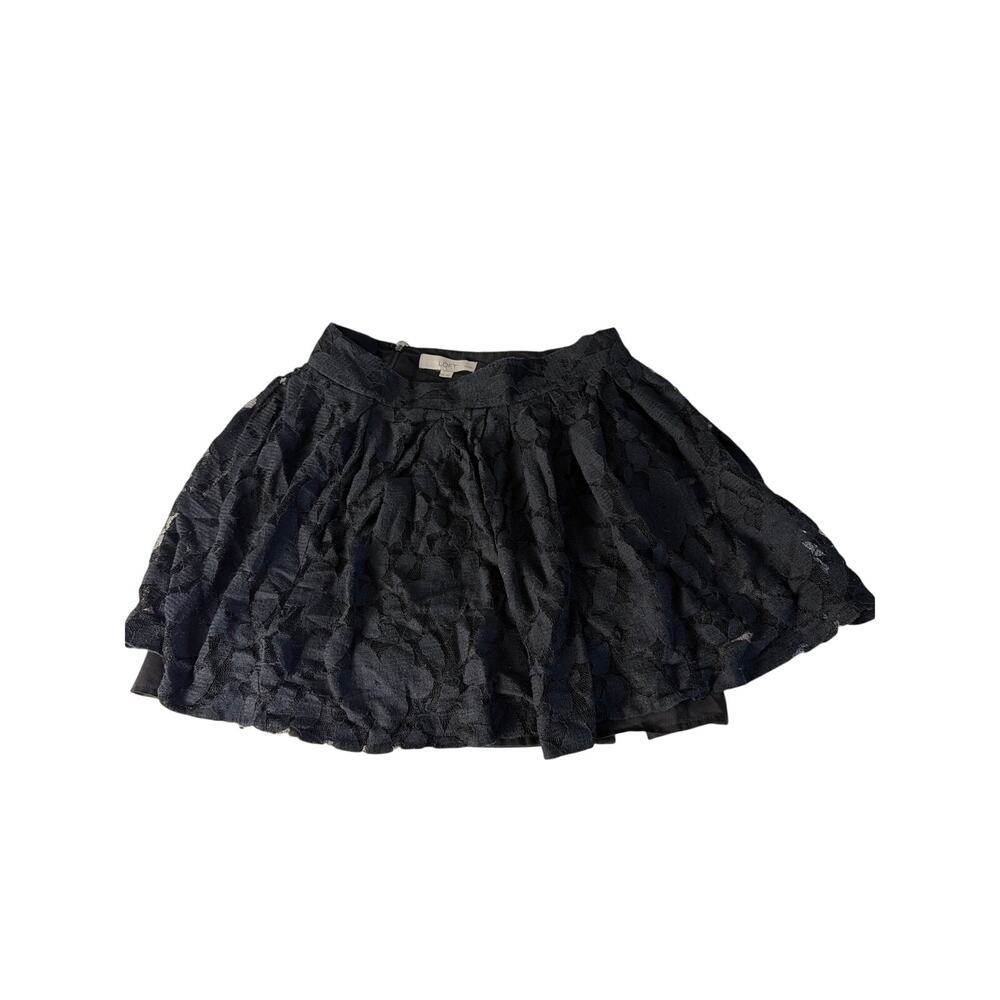LOFT Black Lace Pleated Textured Mini Skirt - Size 6P